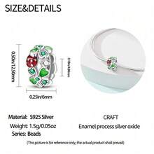 1pc S925 Sterling Silver Insect Theme Bead, Original Design, Including Bee, Butterfly And Snail. This Enamel Pendant Is Studded With Diamonds, Suitable For Bracelets And Necklaces. As A Fresh Forest Style Jewelry Making Accessory, It Exudes Natural And Lively Charm, Perfect For DIY Projects And Daily Wear. - Multicolor - View 7