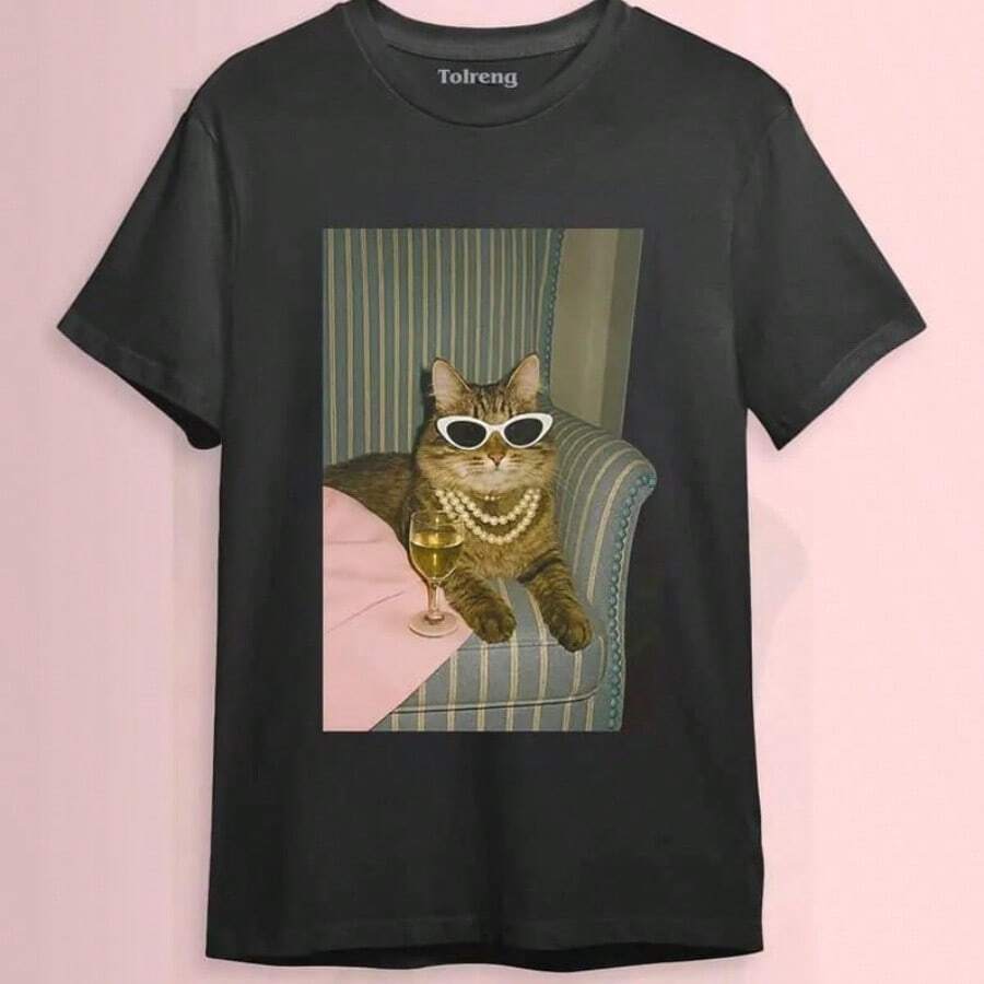 Chill Cat T-Shirt, Slay Cat  Colors Tee, Funny Cat Sweatshirt, Cat Meme Shirt, Pawrent TShirt, Cat Lover Gift ID - Black - View 1