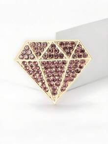1pc Elegant Rhombus Diamond Shaped Brooch - Luxury Alloy, Minimalist And Exquisite Women's Accessory For Daily Wear - Multicolor - View 9