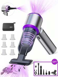 18000Pa Strong Suction Wireless Handheld Car Vacuum Cleaner, Multi-Function Blow And Suction Dual Use, Suitable For Home And Car, 2000mAh/11.1V - Mauve Purple - View 1