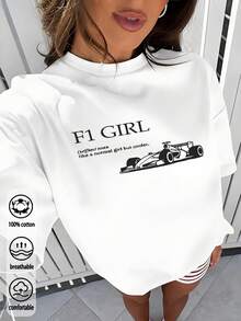 Printed Casual Short Sleeve T-Shirt. 100% Cotton. 1 Pack. Loose-Fitting Casual Cotton Short-Sleeved T-Shirt With F1 Racing Car Print, Suitable For Parties, Outfits With Friends, Summer, Spring, Festivals, Birthdays, Gatherings, Beaches, Weddings. Spring Summer Top - 白色 - 查看 8