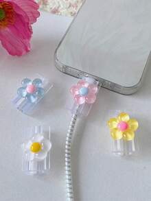 2 Transparent Flower Charger Protector Cases - Pink - View 5
