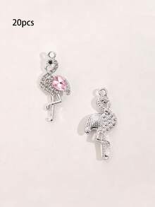 10/20/100pcs Rhinestone Flamingo Pendant Bracelet Earring Keychain Charm Alloy Oil Drip Electroplated Jewelry Accessories - Flamingos - View 15