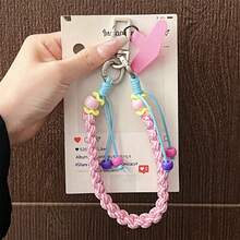 1pc Dopamine Colorful Phone Wrist Strap Chain For Women, Exquisite Premium Phone Case Back Clip Pad, New Style Phone Chain Pendant Strap With Anti-Theft Metal Buckle, Durable Anti-Loss Safety Wrist Rope Charm - Multicolor - View 5