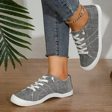 Giày trượt patin thể thao mũi tròn in hình hoa hồng, ngôi sao, đầu lâu thoải mái, thường ngày màu xám cho nữ, phù hợp với mọi mùa - Màu xám đen - Xem 6