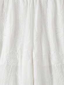 Vintage Bohemian Style Beach Cover-Up Pants, White Lace Trim Embroidered Pants, Suitable For Summer Beach And Travel - White - View 8