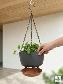 戶外花園吊籃花盆 塑料盆附鏈條 金屬容器 大號吊掛花盆 - A - 查看 5