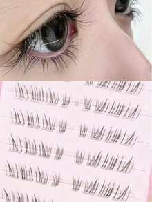 80 Clusters Pitiful Lower Eyelashes Waterproof Sweat-Proof Long-Lasting Smudge-Proof, Essential Daily Summer Travel Makeup, Partial False Eyelashes, Eyelashes One By One, Lash Clusters - View 1