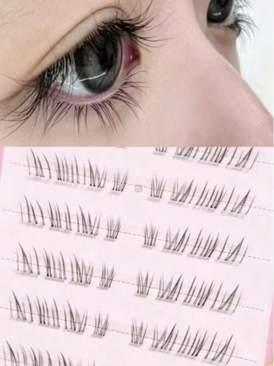 80 Clusters Pitiful Lower Eyelashes Waterproof Sweat-Proof Long-Lasting Smudge-Proof, Essential Daily Summer Travel Makeup, Partial False Eyelashes, Eyelashes One By One, Lash Clusters - View 1