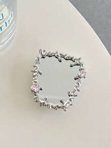 Fancy Rhinestone Mirror Irregular Butterfly & Heart Phone Grip, Retractable Phone Stand, Adhesive Phone Holder - Multicolor - View 7