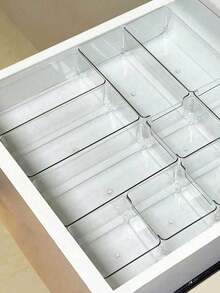 13/11/6/1pc Modular Transparent Plastic Drawer Storage Set, Desktop Cosmetic Organizer, Vanity Organizer, Divided Storage Box For Jewelry, Kitchen, Bedroom, Bathroom, Office Small Items - Clear - View 4