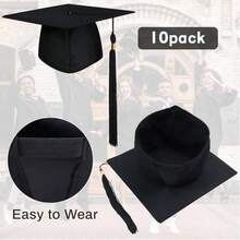 10 pzs Gorro de Graduacion Birrete de Graduacion con Borla Color Negro, Set de 10 Gorros de Graduacion Unisex para Niños 11 a 15 años - Ver 5