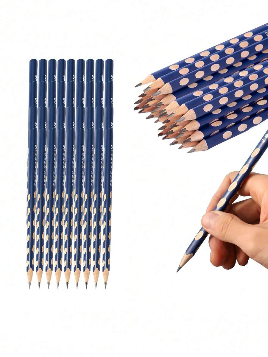 30pcs Triangular HB Graphite Pencils With Hole Design For Grip Adjustment, Back To School Student Gift, Suitable For Classroom, Teacher And Office Supplies - Triangular Rod Hole Pen - View 1