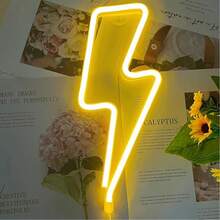 1pc Creative Dual-Color Lightning LED Neon Light, Approx. 34x13x2cm, Hanging Or Tabletop, USB/Battery Powered, Bedroom Decor Atmosphere Lamp, Versatile For Multiple Scenes - Multicolor - View 7