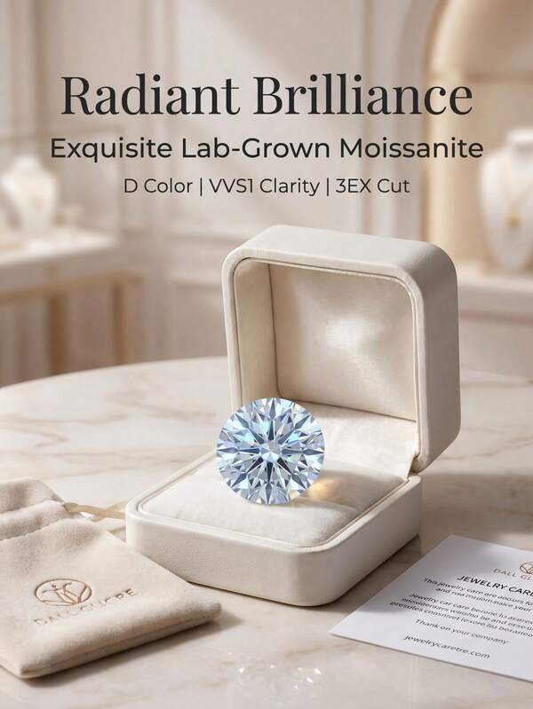 OBOVAY Moissanite Loose Stone - Lab-Created Round White Synthetic Gemstone (Color D, Clarity GH) 1ct Small Size, Tested With Synthetic Moissanite Tester, Suitable For Jewelry Making, Wedding/Engagement Rings/Pendants/Earrings - Affordable Luxury Option