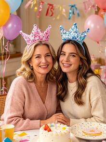 5 peças Acessórios de cabelo com coroa de princesa, tiaras com coroa de lantejoulas, várias cores disponíveis, adequado para festa com tema de princesa, festa de aniversário, presente de casamento, despedida de solteira, baile de finalistas, decoração de festa perfeita - Tamanho único. - Ver 3