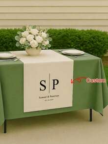 Customized Wedding Table Runner, Suitable For Sweetheart Table Decoration, Customizable Name, Perfect For Newlywed Table Decor And Coordinated Venue Arrangement, Creating Sweet Romantic Event Details And Customized Wedding Display - White - View 2
