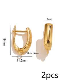 2 Stücke/Set Kupfer Mehrzweck Ohrring Zubehör, mit hochtransparenten weißen Zirkonia besetzt, mehrere Stile verfügbar: Blatt/Rund/Balken/U-Form, DIY Anhänger Ohrring Herstellungsmaterialien - Ohrringe - Übersicht 18