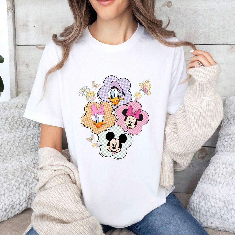 Disney Cotton T-Shirt Disney Toy Story Chibi Tee | "You've Got A Friend In Me" Cute Group Cartoon Graphic Print T-Shirt, Rex Hamm Jessie Buzz W - 白色 - 查看 1