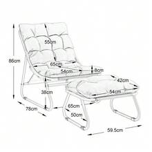 Poltrona de jardim com apoio para os pés, confortável e reclinável, com almofada macia e banqueta para os pés. Ideal para sala de estar, quarto ou sala de leitura. Estrutura bege com almofada bege. - Bege - Ver 2