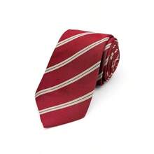 1 pieza Corbata casual a rayas rojas para hombre, estilo académico de negocios, uniforme de estudiante, corbata decorativa a juego con camisa de novio, anudada a mano - Rayas burdeos - Ver 2