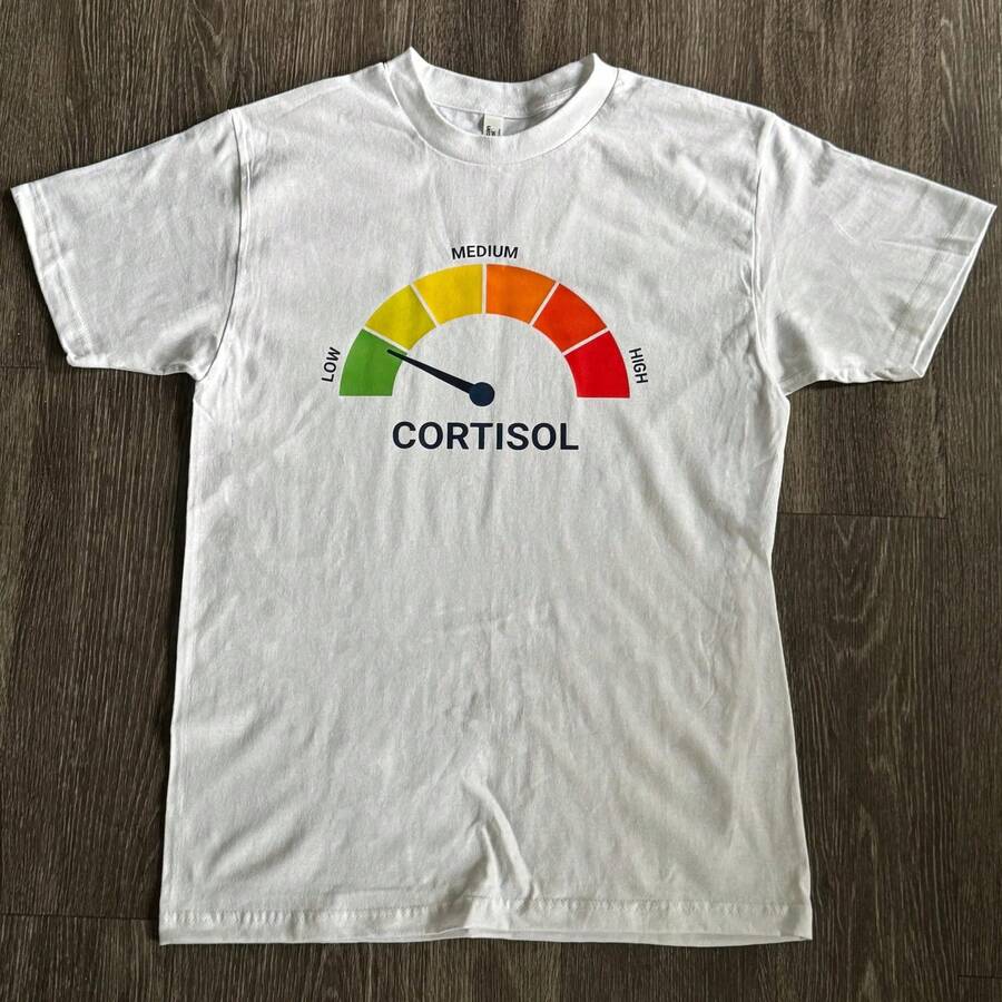 Funny Casual Short Sleeve T-Shirt/T-Shirt Made Of Thick Cotton With High/Low Cortisol H5M4 - 低皮質醇襯衫 - 查看 1