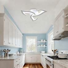 Modern Flush Mount Ceiling Light With Remote Control, 3000K - 6500K LED Dimmable 3 - Petals Low Profile Ceiling Light For Living Room, Kitchen, Dining Room, Bedroom - White - View 10