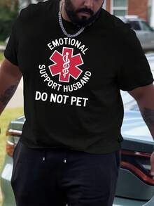 Husband Do Not Pet New Oversized Short-Sleeve-Shirt Featuring American Fashion Prints, Designed And Style Larger Men, Spring And Summer With A Casual Round Neck And Breathable Fabric, Plus Size - Black - View 3