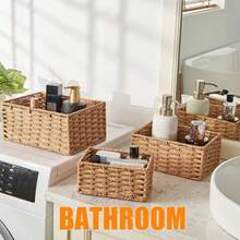 1pc Woven Storage Baskets, Stackable Rope Storage Bins, Multi-Size Organizer Boxes For Living Room Bedroom Bathroom, Home Office Desk Organizer, Boho Decorative Baskets For Cosmetics/Toys/Clothes, Ideal For Mothers Day Housewarming Gift - Pink - View 11