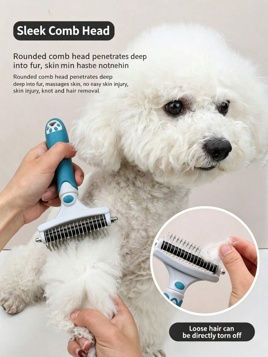 Pet De-Matting Comb, Stainless Steel Pin Comb, Universal Grooming Rake Comb For Medium And Large Dogs And Cats - Multicolor - View 1
