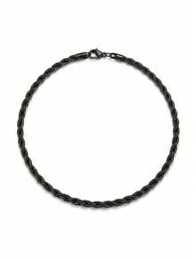 Simple Black Plated Twist Chain Necklace, Anti-Oxidation Daily Wear Accessory - Black - View 6