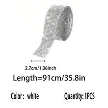 1pc Self-Adhesive Crystal Diamond Ribbon - DIY Diamond Ribbon Sticker, Includes 2mm Rhinestones, Suitable For Crafts, Shiny Silver Ribbon Roll, Can Be Used For Phone, Car Decoration - Multicolor - View 16
