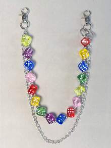 1pc Transparent Mixed Color Women's Punk Style Spiked Waist Chain Pants Chain, Hip-Hop Ins Minimalist Waist Chain, Suitable For Decorating Keychains, Wallets And Bags, Random Color Sequence - Multicolor - View 5