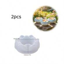 DIY 黏土模具 2件/組 蓮花蠟燭台裝飾模具，適用於製作樹脂、石膏蠟燭、芳療用品，居家夏季裝飾桌面矽膠模具 - 2PCS蓮花燭台模具 - 查看 8
