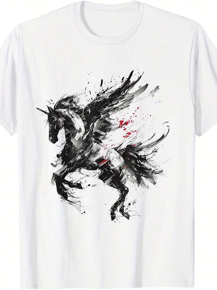 Camiseta con Retrato Abstracto de Artista - Verde militar - Ver 1