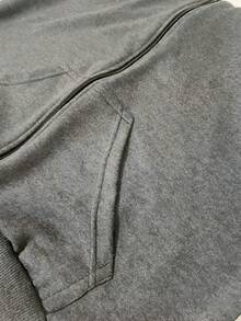 Manfinity Streetrush Black Hoodie, Men's Street Style, Popular INS Style, Basic With Double Pockets And Double Zipper, Thermal Lining, Casual, Gift For Boyfriend/Husband, Birthday Gift, Autumn/Winter - 灰色 - 查看 10