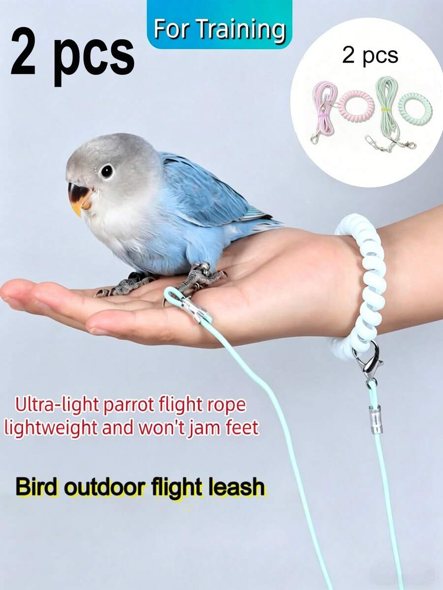 2pcs Parrot Flying Ropes | Retractable Ropes For Small Bird Flight Training | Suitable For Parrots And Other Birds | Anklet Rings Need To Be Selected Separately | You're So Clever Should Figuring Out To Install It Invertedly