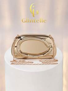 Túi xách cầm tay Glintelle thời trang nữ kiểu retro bằng acrylic, thiết kế hình hộp với chi tiết kim loại trang trí và dây đeo xích kim loại có thể tháo rời, phù hợp cho đám cưới, tiệc tùng, dạ hội, hộp đêm, các dịp trang trọng, dự tiệc, ví đựng tiền. - Vàng - Xem 7