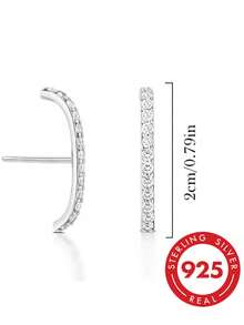 GLIMMER GI 1 Đôi bông tai bạc S925, bông tai hình chữ E ít gây dị ứng đính đá Cubic Zirconia tổng hợp, thiết kế mới thanh lịch đa năng, phù hợp đeo hàng ngày, đi du lịch, quà tặng Valentine, sinh nhật cho nữ - Bạc - Xem 6