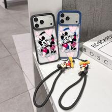 This Disney Mickey Mouse Pattern Lanyard Phone Case Features A Strong Magnetic Closure And Full Coverage Of Acrylic And TPU Material. It's Shockproof, Lightweight, And Suitable For IPhone17/16/11/13/15/15 Plus/15 Pro/15 Pro Max/12/14 Pro Max/11 Pro Max/12 Pro/12 Pro Max/13. It's A Popular Birthday Gift, Business Gift, Durable, Stain-Resistant, And Fingerprint-Resistant New Phone Case For Men And Women. It Also Includes A Mickey Mouse Phone Case And Mickey Mouse Doll Bracelet. Compatible With SamsungGalaxy S20, S21, S22, S23, And S24 Series. It's The Perfect Gift For Friends And Family. This Stylish Phone Case Is Fun, Lightweight, And Durable. IPhone17 Pro Max Phone Case, Minnie Phone Case. - màu đen - Xem 3