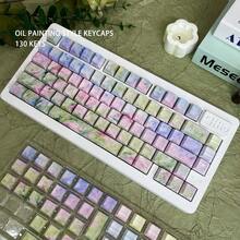Oil Painting Themed Side-Printed Translucent Keycaps, PBT Double-Shot Dye-Sublimated, OEM Profile For Mechanical Keyboards - View 2