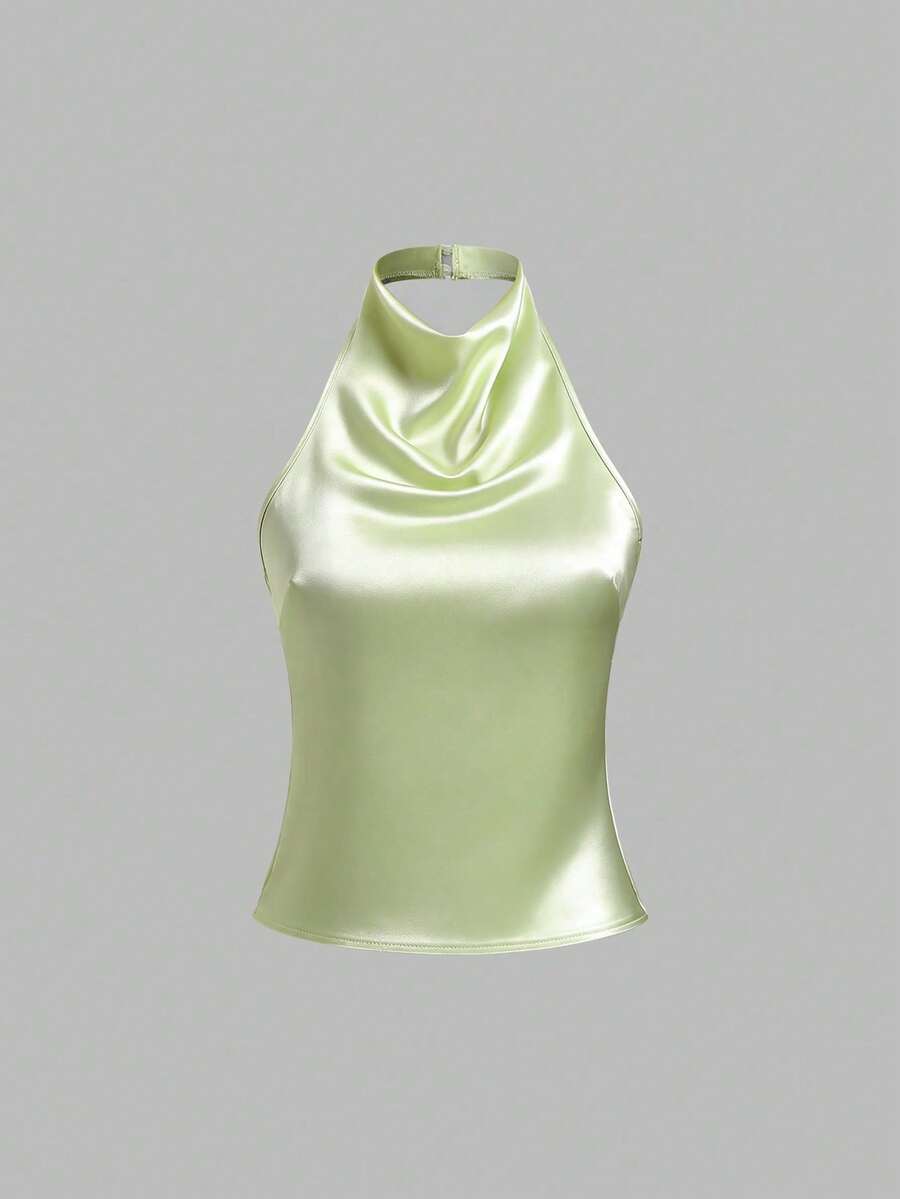 de tirantes elegante y sexy con espalda descubierta y lazo para el verano - Verde 2 - Ver 1