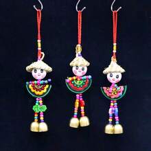 Campana de viento colgante con sombrero de paja Dongba de Yunnan de color aleatorio, decoración de posada, colgante de coche - A - Ver 9