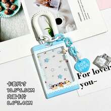 Cute Animal Transparent Card Holder, Embossed Photocard Sleeve With Keychain - 紫色綁帶蝴蝶+2.7皮條白鑰匙圈 - 查看 8