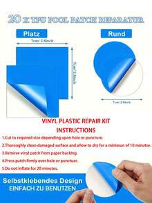 50/30/20/10PCS Pool Repair Patches, Inflatable Pool Self-Adhesive Patch Kit, Vinyl Repair Tape For Inflatable Pool Floats, Tear-Resistant Repair Sticker, Leak Fix Patch For Air Mattress. Holiday Essentials - Multiple Styles - View 5