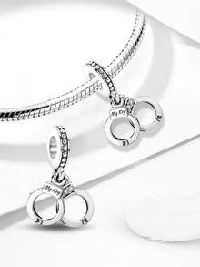 1pc Fashionable Infinity Heart Clasp 925 Sterling Silver Beaded Pendant, Suitable For Women Jewelry DIY Bracelet - Set 1 - View 3