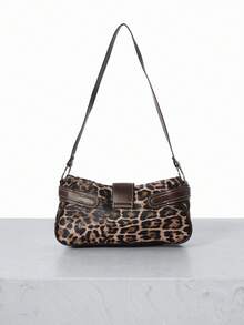 CHICVUE New Fashion Buckle Leopard Print Handbag/Shoulder Bag, Suitable For Party, Outing, Vacation, Shopping And Daily Use, Can Store Coins, Phones, Also Suitable For White-Collar, College Students And Office Workers As Work Bag, Elegant Ladies Bag. - Coffee - View 4