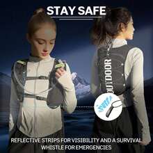 Running Hydration Vest, Includes 1 X 500ml Soft Water Bottle, Lightweight Hydration Pack, Running Vest - Black - View 4