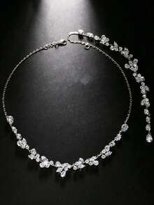 Chaîne de dos de mariée en argent avec zircone - Argent - Voir 3