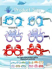 12 piezas Gafas de papel con diseños de animales marinos, accesorios para photocall con vida marina, gafas divertidas y desechables con criaturas marinas como obsequios para fiestas, adecuadas para fiestas de cumpleaños con tema de pesca, fiestas con tema submarino, fiestas de sirenas, baby shower, fiestas de piscina en verano, actividades escolares, carnavales, fiestas hawaianas y suministros para fiestas con tema oceánico - multicolor - Ver 4